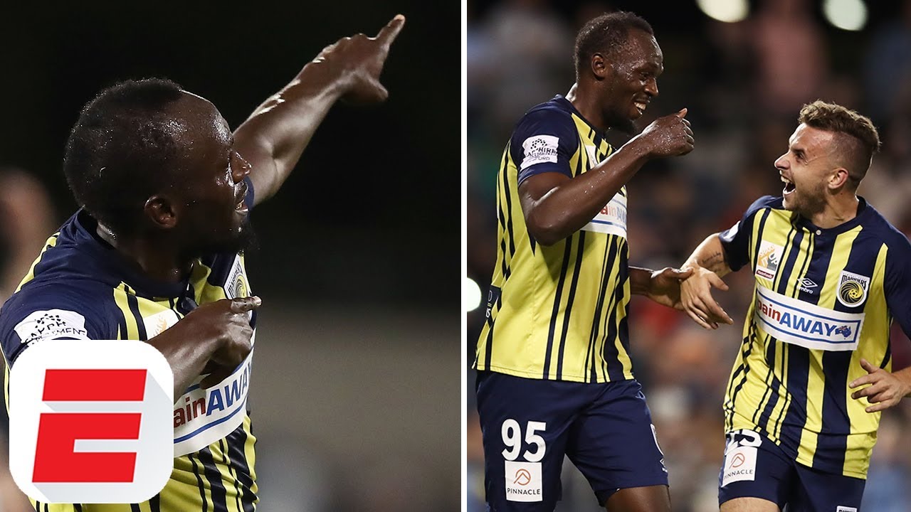 Usain scores 2 goals in first start for the Central Coast Mariners